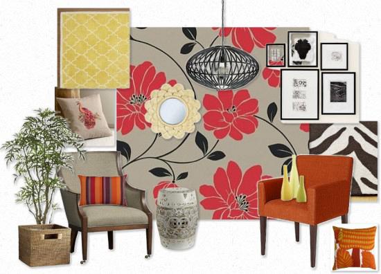 Rdeco_ beige orange pattern mix