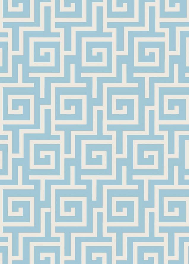 Powder Blue Greek Key 5x7