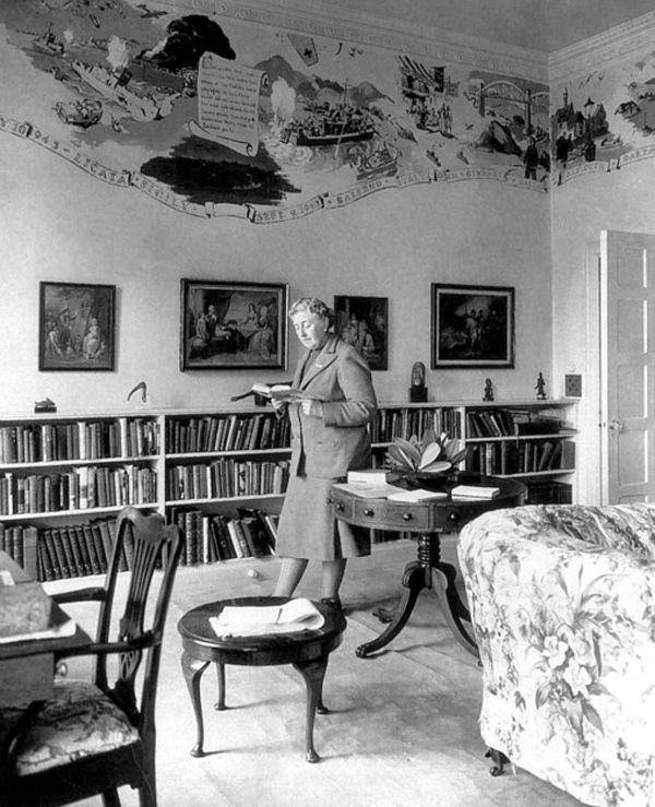 Agatha Christie inside the library at Greenway House.