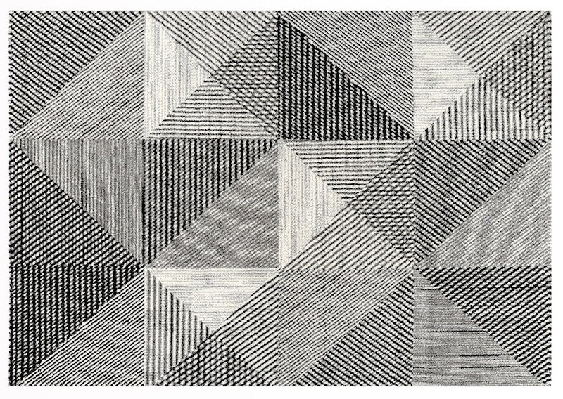 Xαλί μοντέρνο ασπρόμαυρο γεωμετρικό σε δύο διαστάσεις από το Carpet Linen